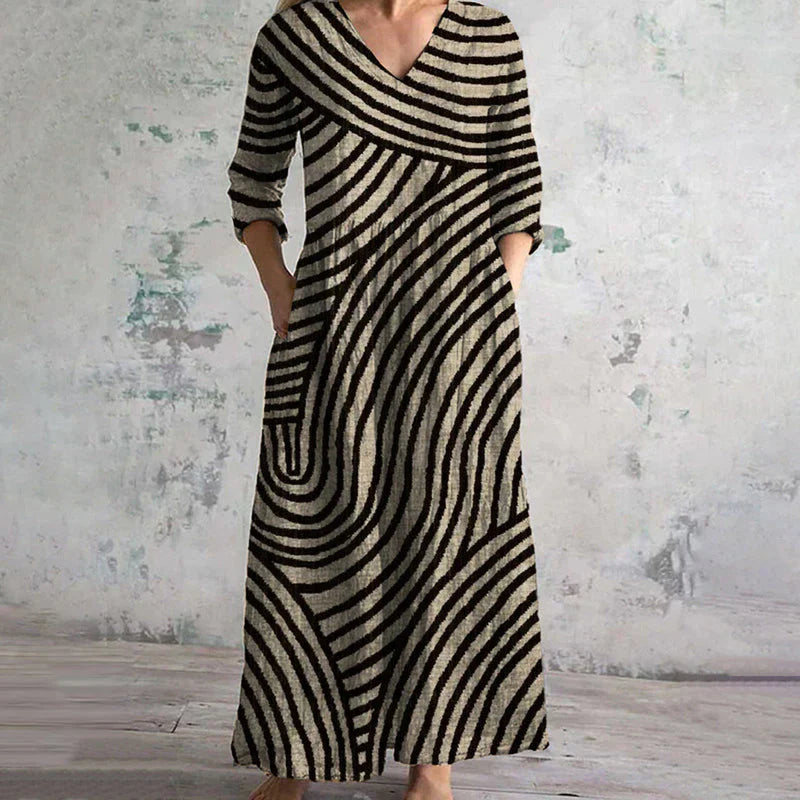 Kyra™ - Vintage gestreepte maxi-jurk