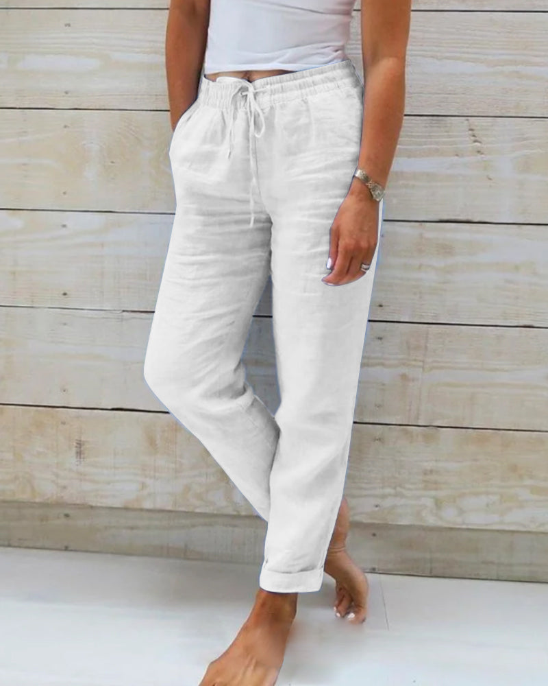 Stephanie™ - Dames vrijetijdsbroek - Koord - Geknipt
