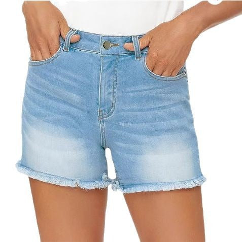 Byanca™ - Dames denim shorts met hoge taille en gerafelde randen