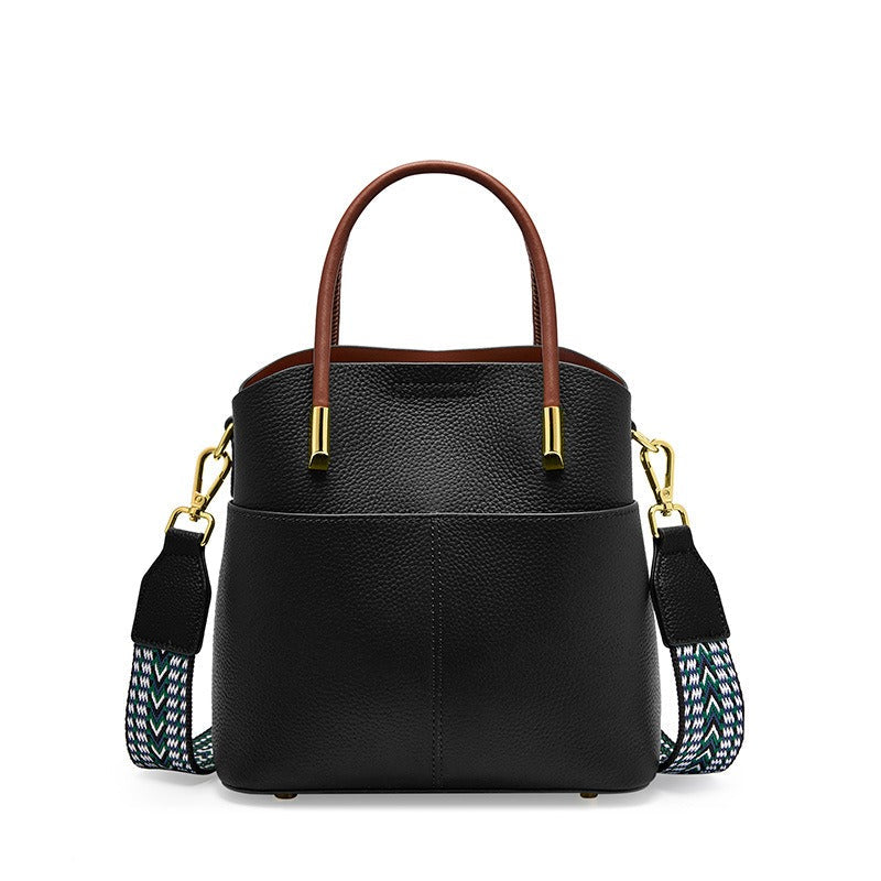 Emilia™ - Emmerbag voor dames in generfd leer met dubbel handvat