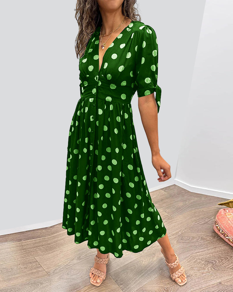 Fauve™ - Jurk met V-hals en stippen