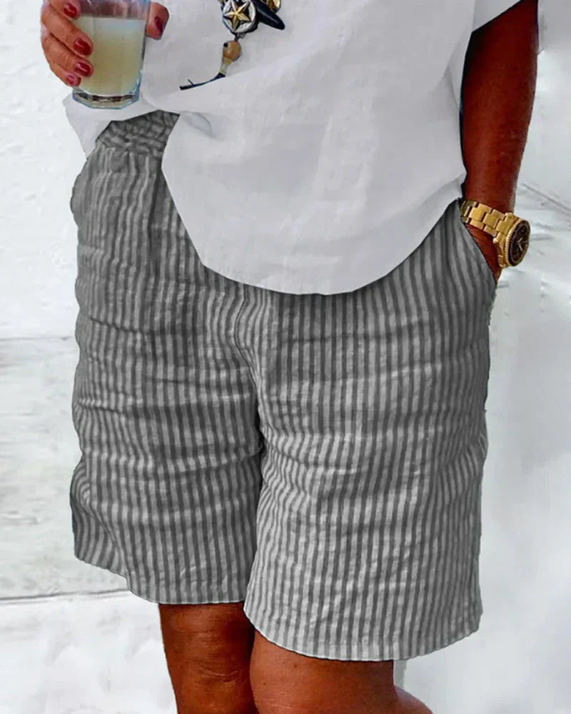 Clara™ - Gestreepte katoenen shorts
