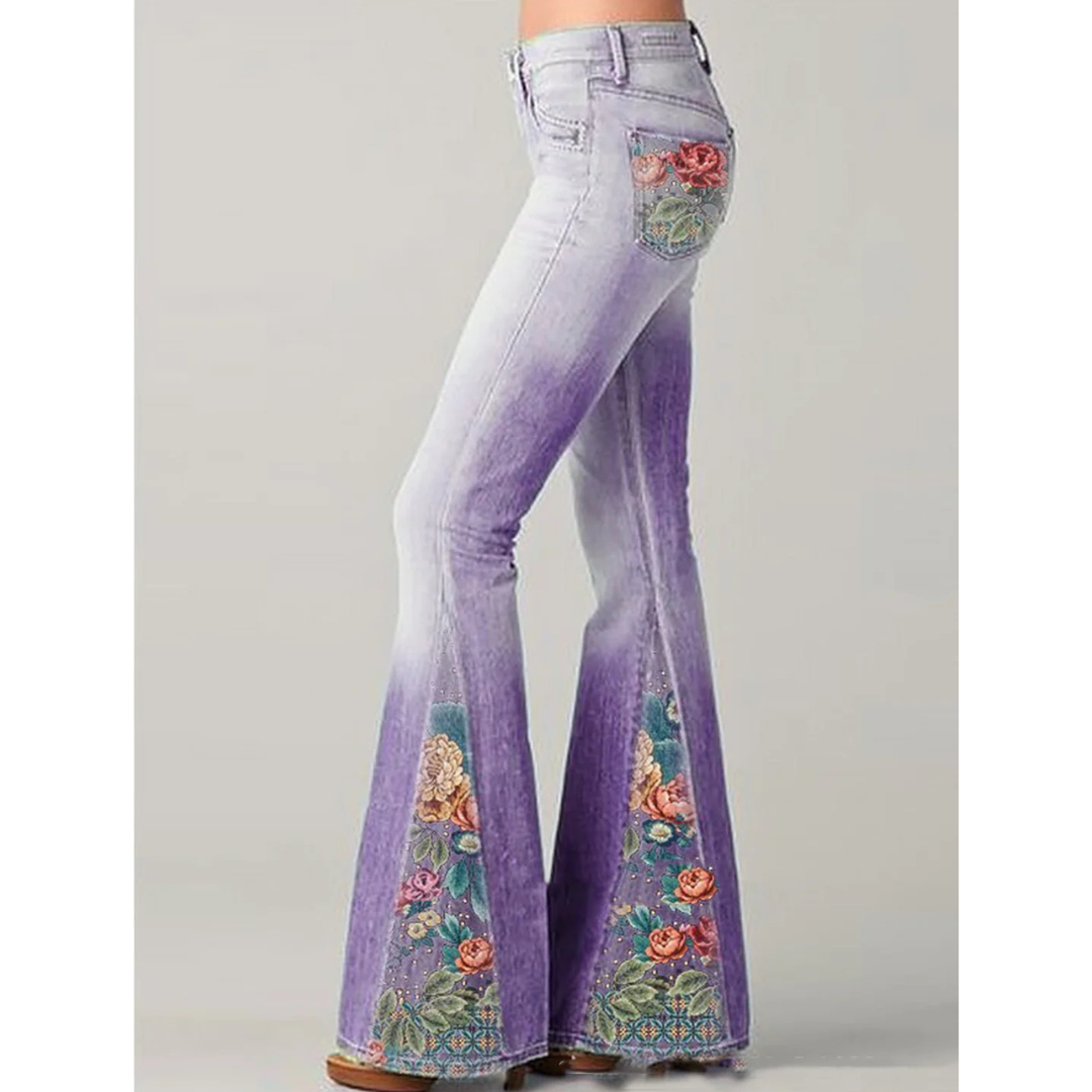 Wiske™ - Dames vintage jeans - Gebloemd borduursel - Uitlopend