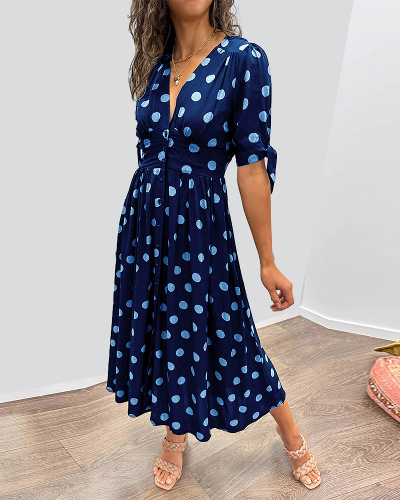 Fauve™ - Jurk met V-hals en stippen
