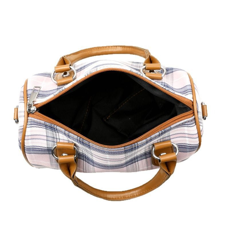 Milena™ - Schoudertas met ruitmotief en contrasterende hengsels