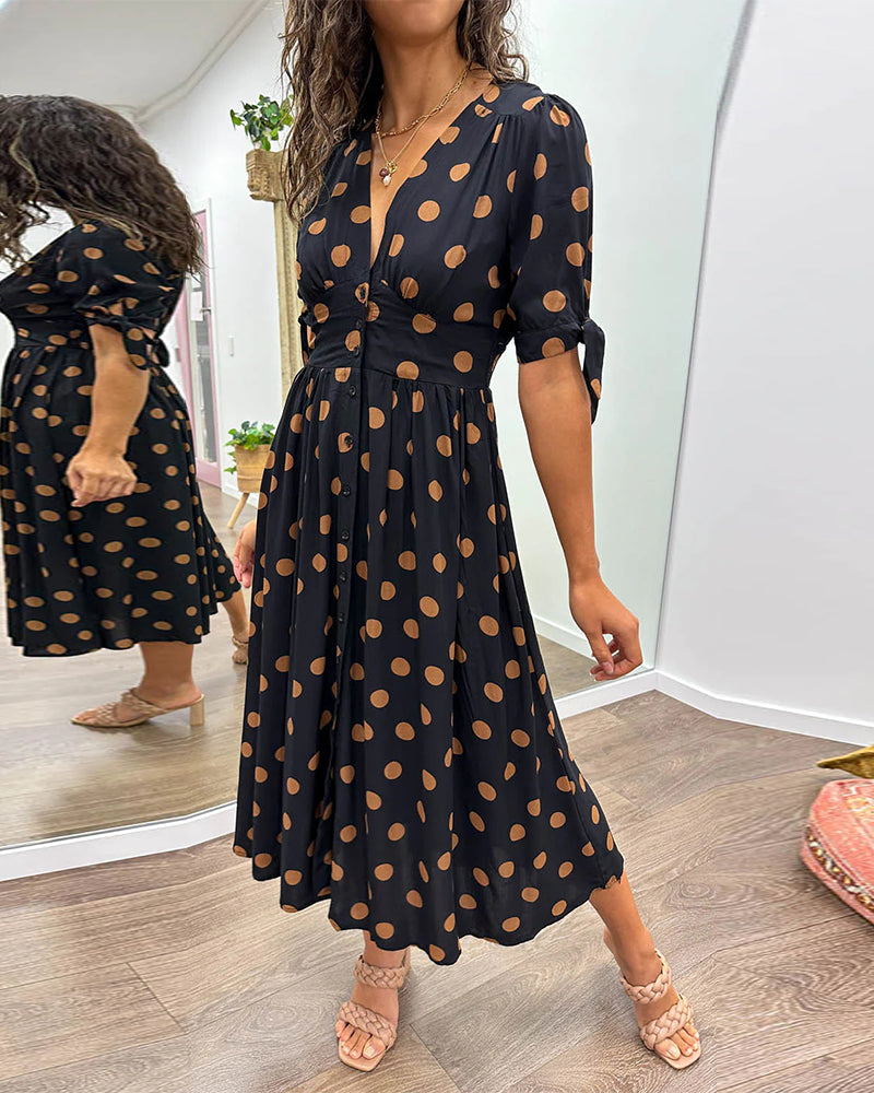 Fauve™ - Jurk met V-hals en stippen