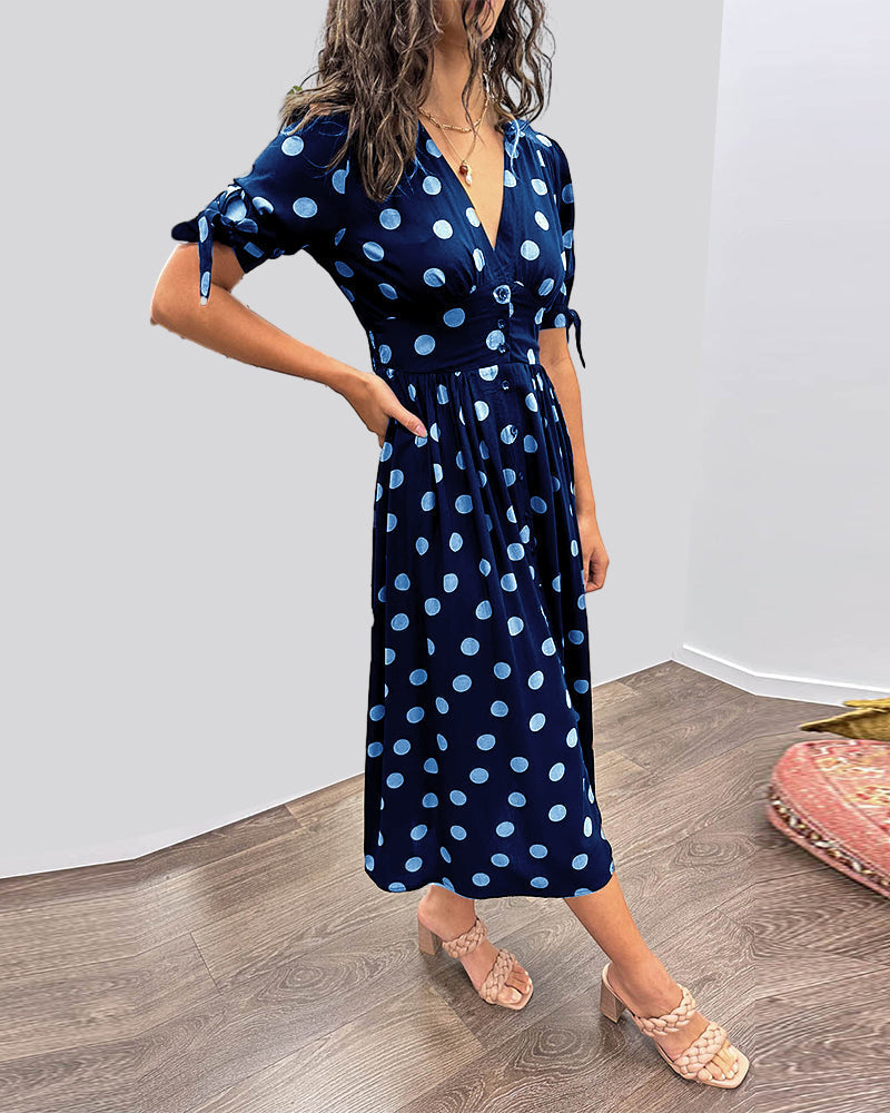 Fauve™ - Jurk met V-hals en stippen