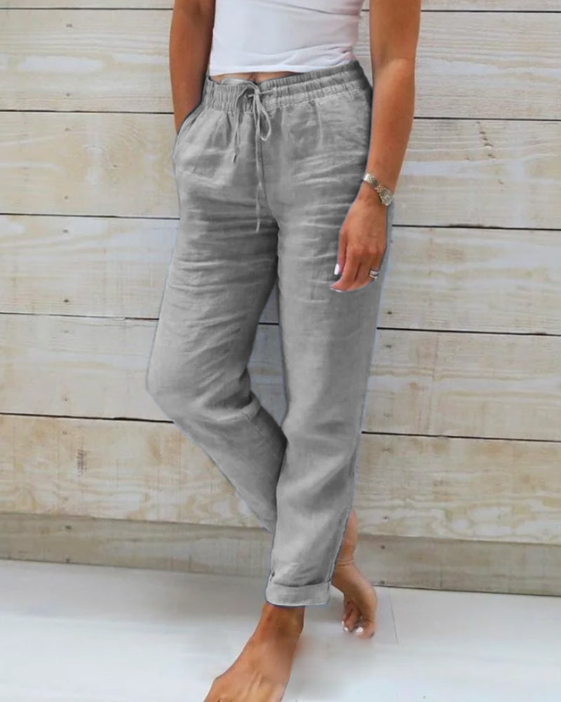 Stephanie™ - Dames vrijetijdsbroek - Koord - Geknipt
