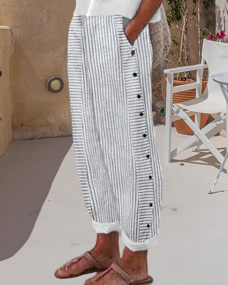 Cruella™ - Korte zomerbroek voor dames - Gestreept - Casual