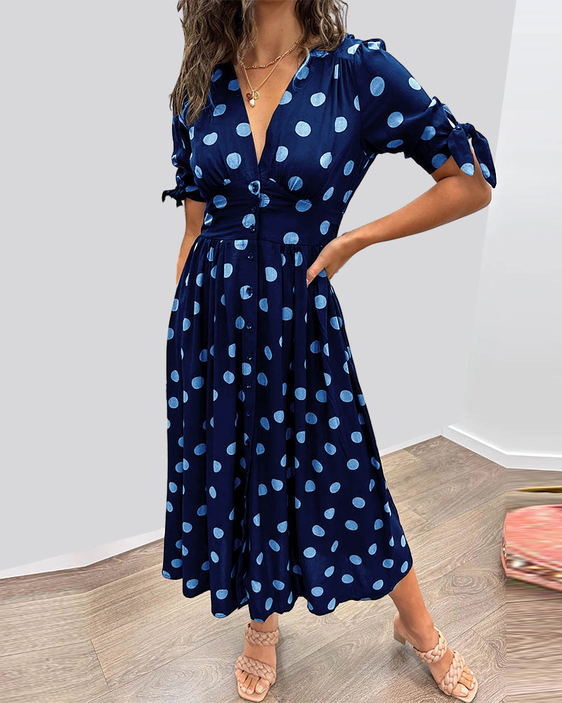 Fauve™ - Jurk met V-hals en stippen