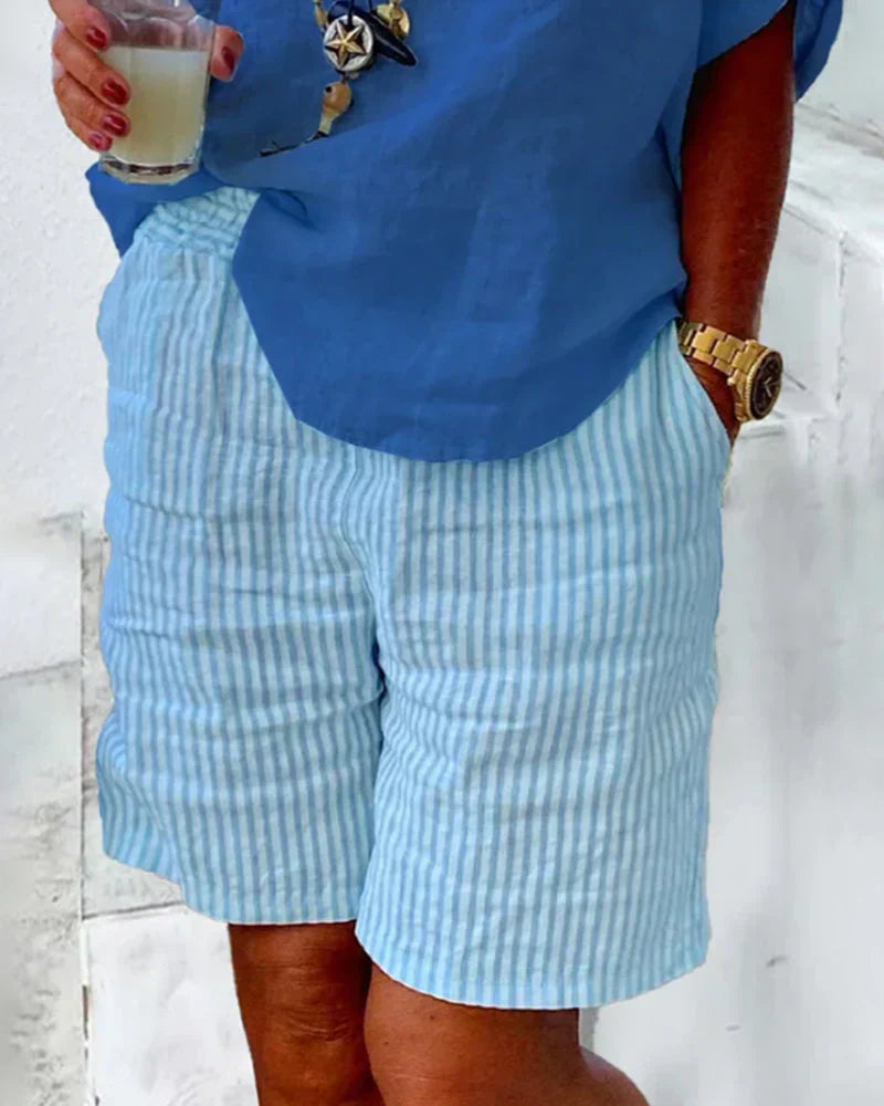 Clara™ - Gestreepte katoenen shorts