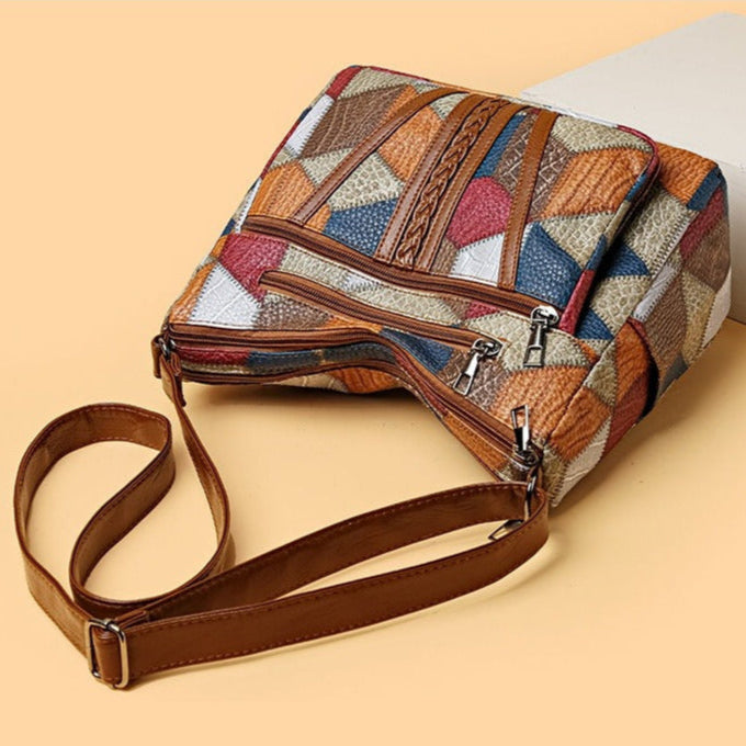 Mirella™ - Dameskruistas met veelkleurige geometrische retroprint
