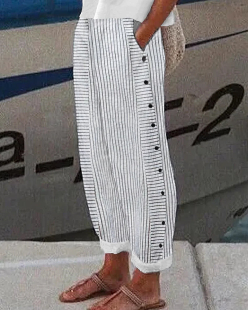 Cruella™ - Korte zomerbroek voor dames - Gestreept - Casual