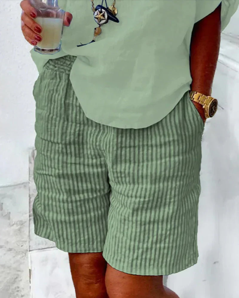 Clara™ - Gestreepte katoenen shorts