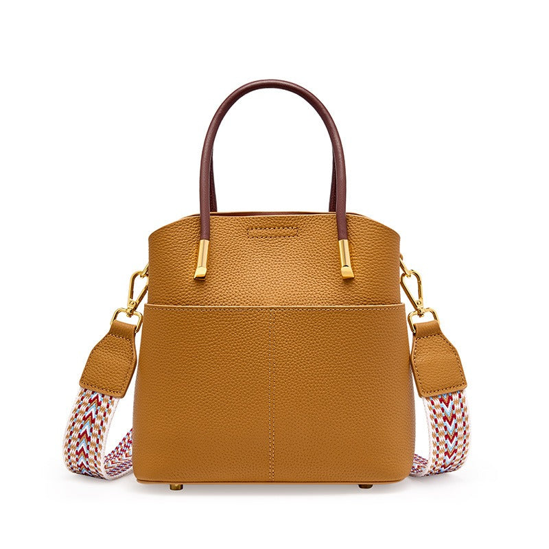 Emilia™ - Emmerbag voor dames in generfd leer met dubbel handvat