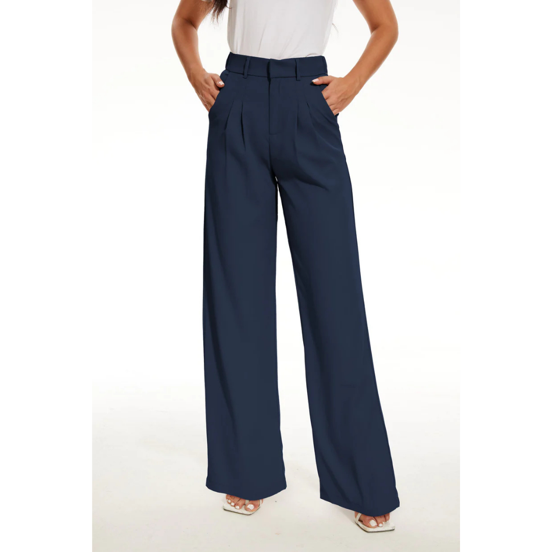 Aluna™ - Casual damesbroek - Hoge taille - Wijde pijp