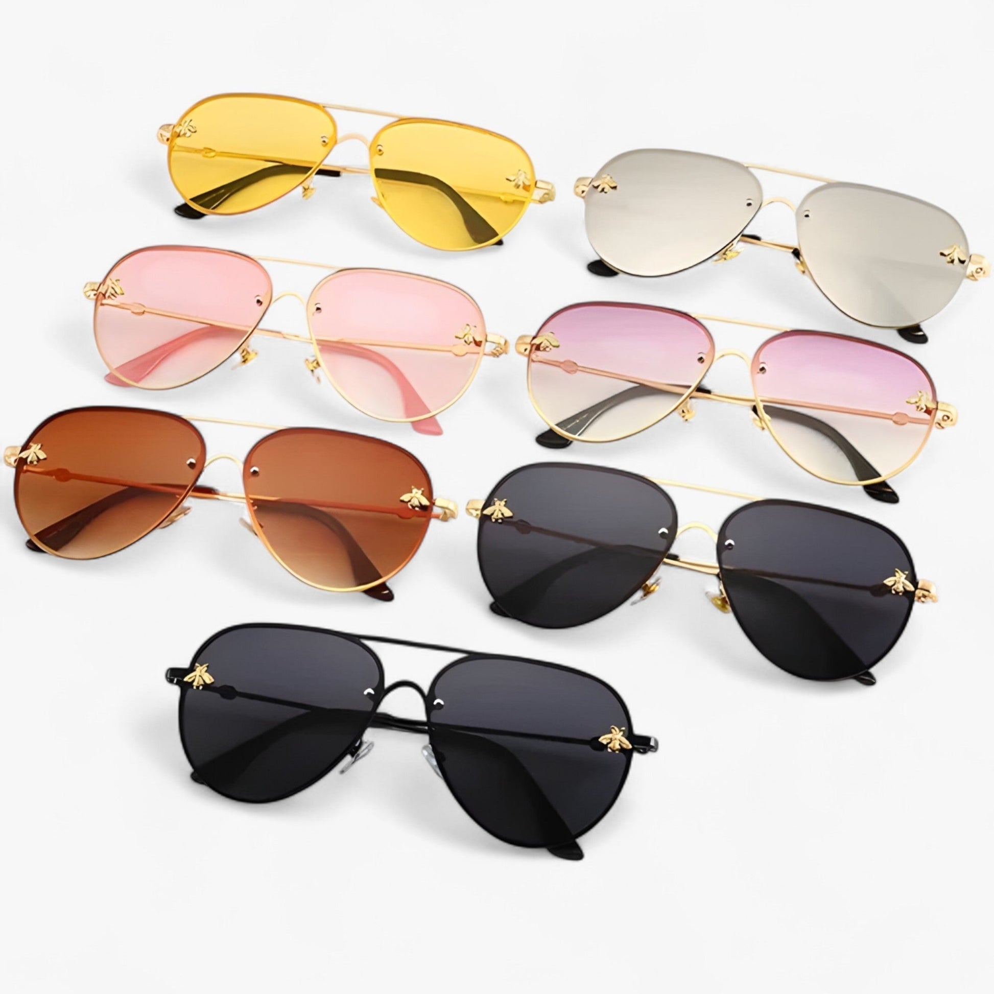 Halcyon™ - Vintage Piloten Zonnebril met Bijendetail