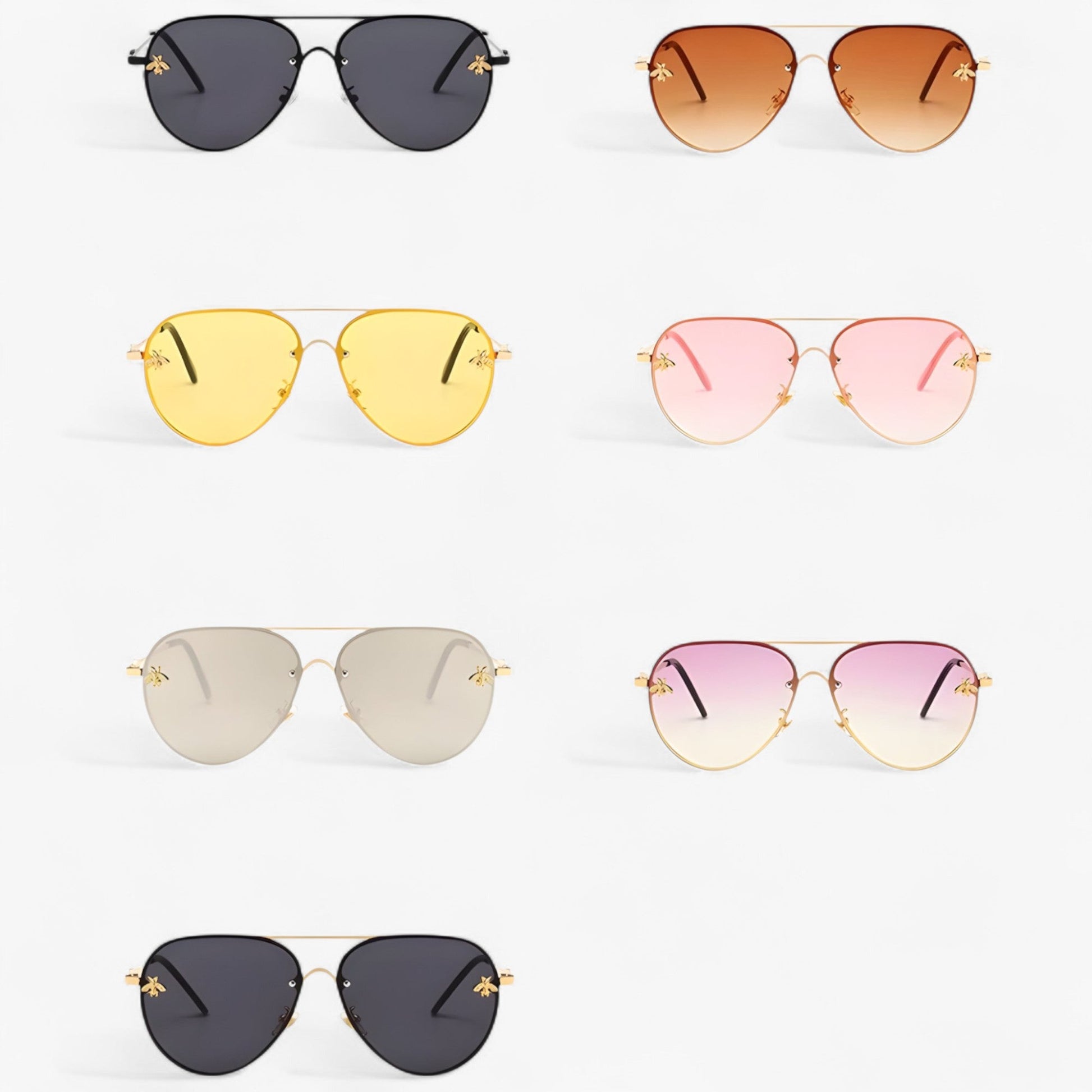 Halcyon™ – okulary przeciwsłoneczne vintage typu aviator z motywem pszczół