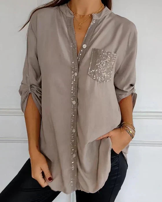Elske™ – Modny top z guzikami i cekinami