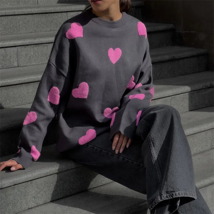 Abigail™ – sweter z dzianiny w kształcie serca
