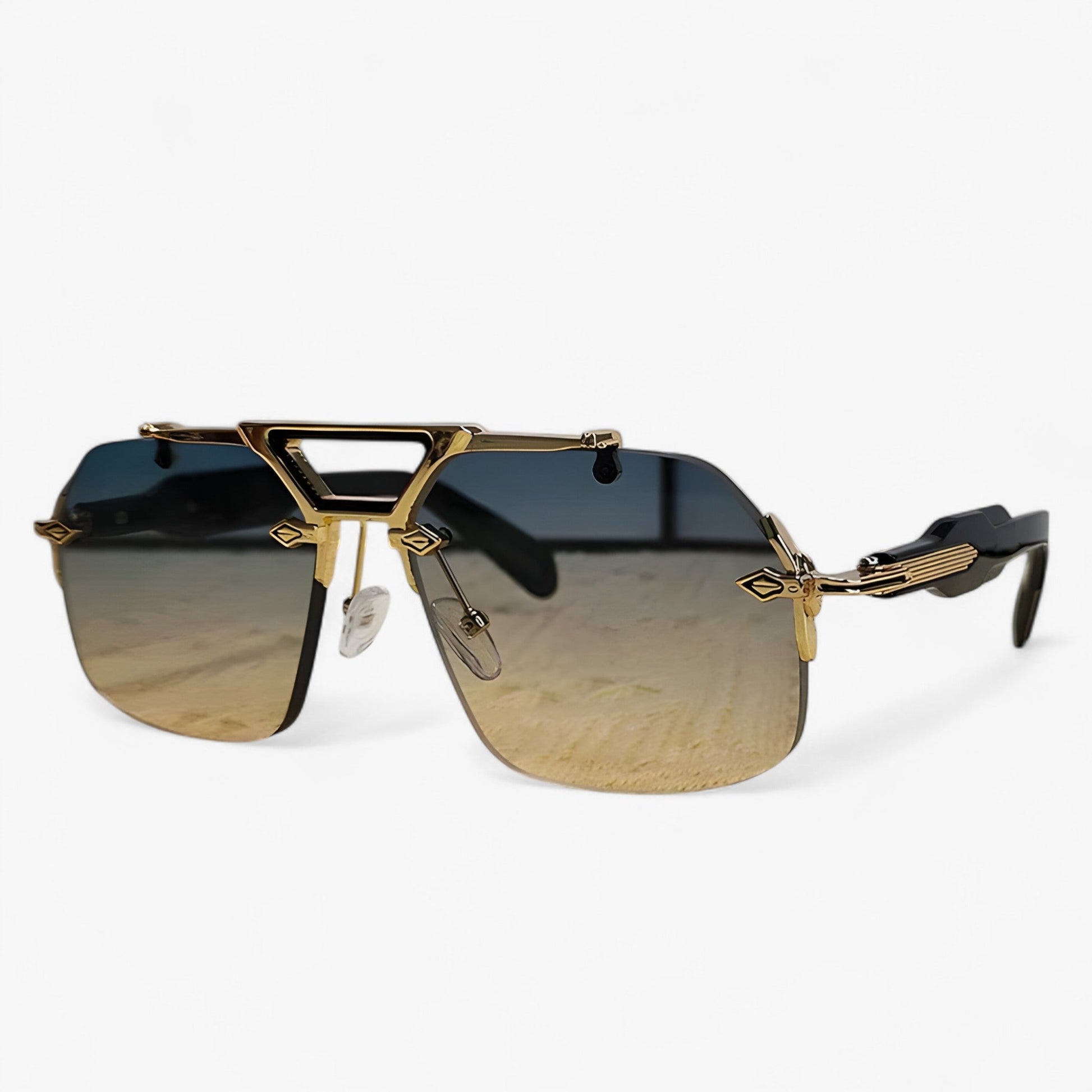Vexor™ - Randloze Oversized Zonnebril met Metalen Accenten