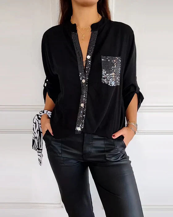 Elske™ – Modny top z guzikami i cekinami