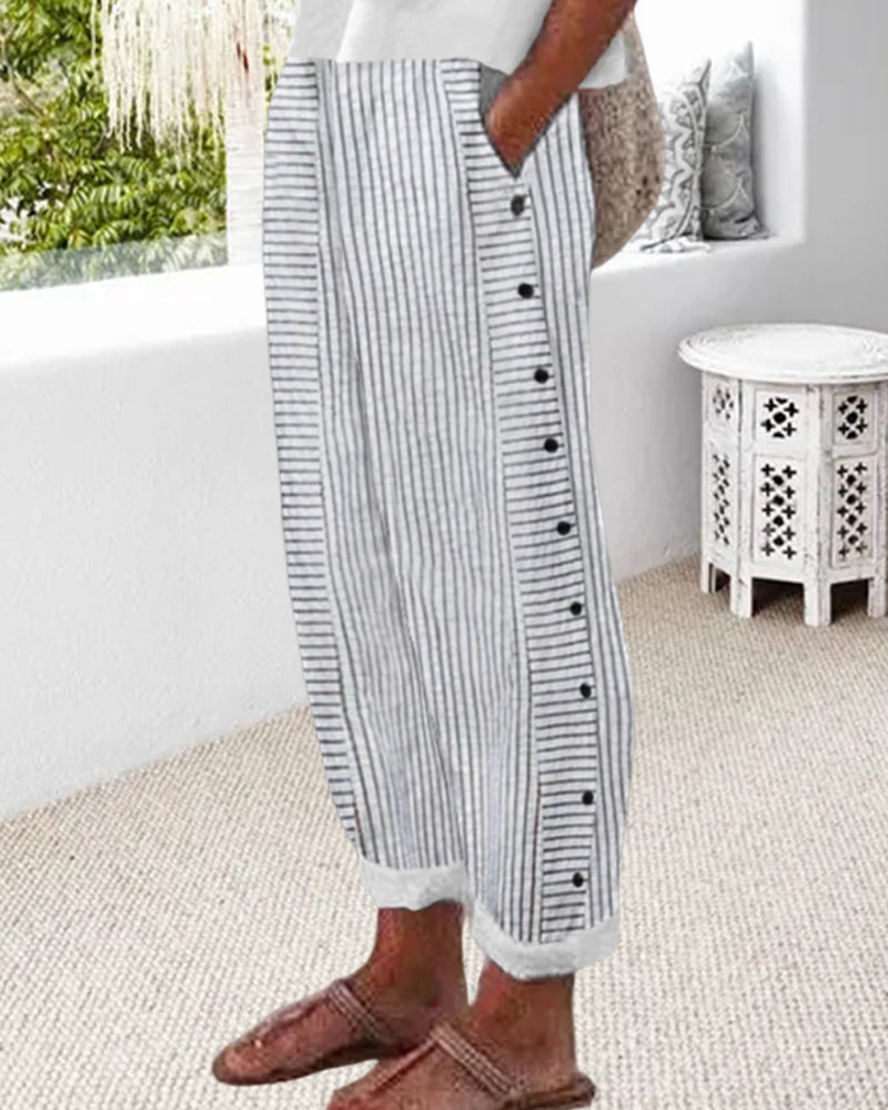 Cruella™ - Korte zomerbroek voor dames - Gestreept - Casual