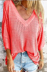 Delia™ - Gebreide top met V-hals
