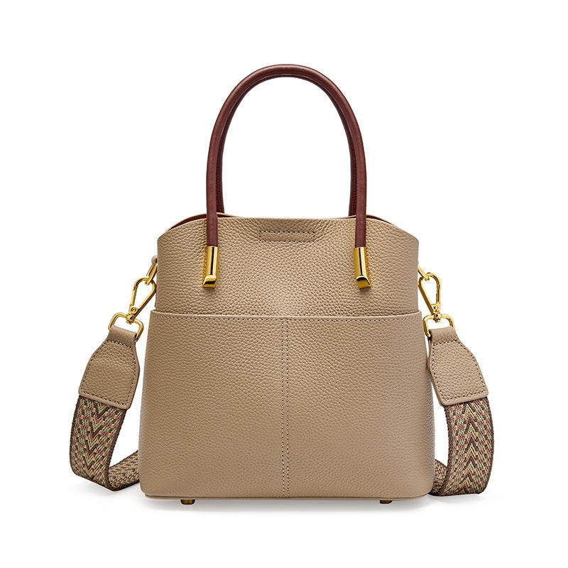 Emilia™ - Emmerbag voor dames in generfd leer met dubbel handvat