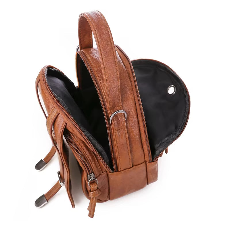 Miranda™ - Schoudertas compact leren vintage stijl