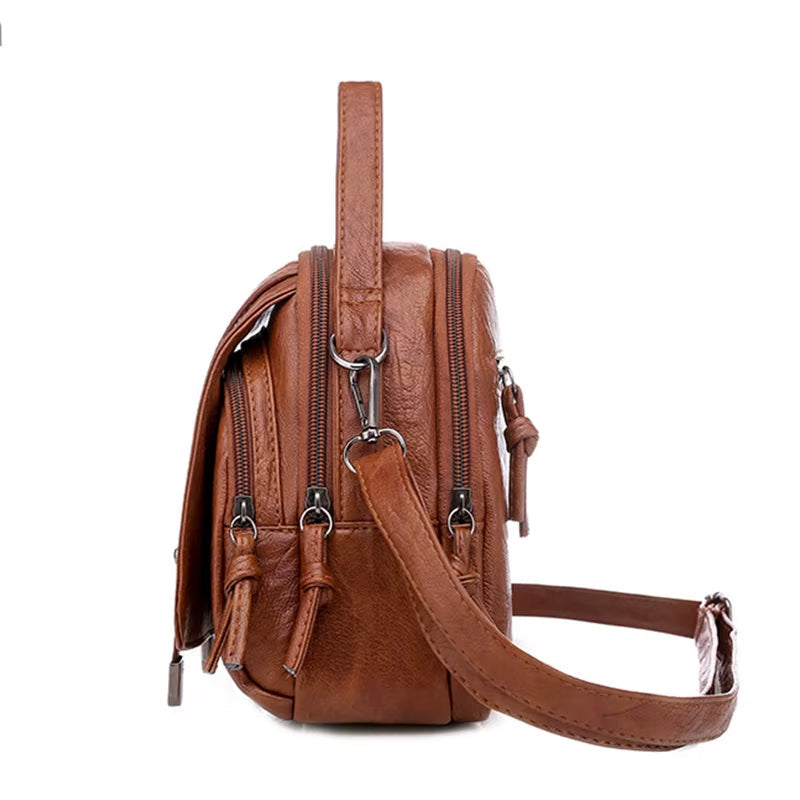 Miranda™ - Schoudertas compact leren vintage stijl