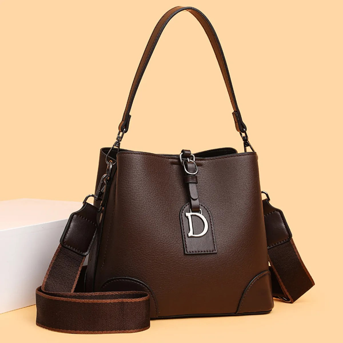 Daniela™ - Schoudertas van synthetisch damesleer met tweekleurig emmerdesign