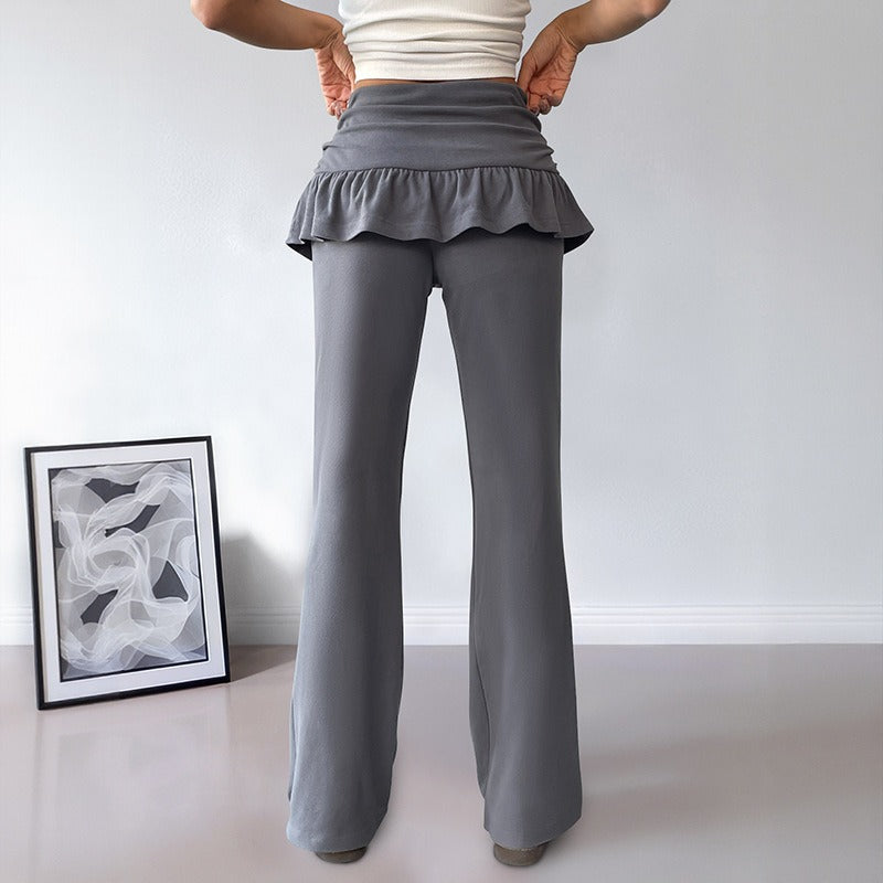 Solène™ - Katoenen uitlopende broek met ruches voor dames