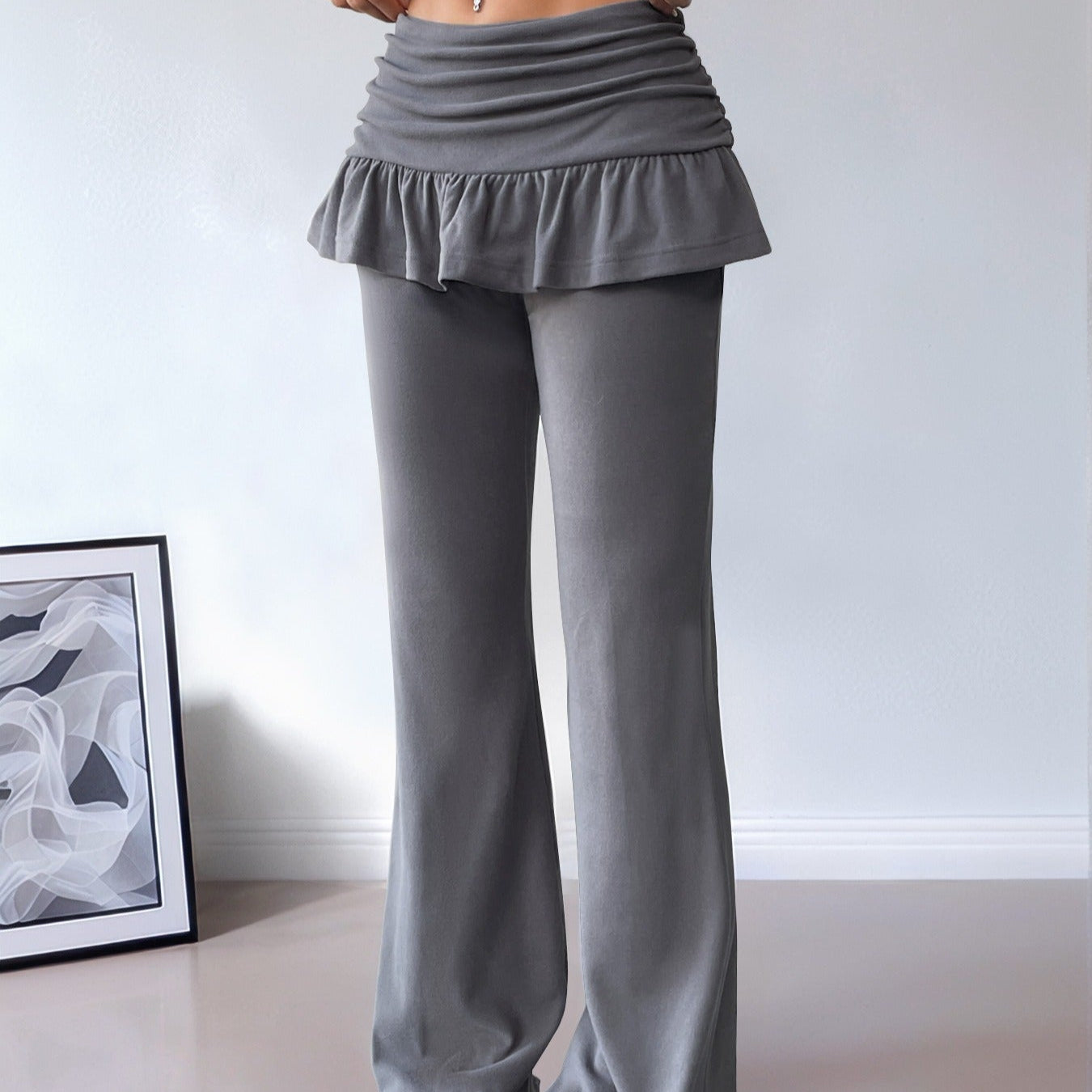 Solène™ - Katoenen uitlopende broek met ruches voor dames