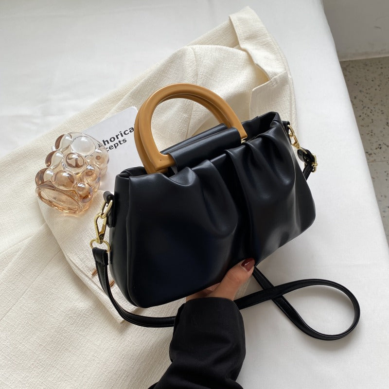 Amélie™ - Damestas met lederlook met ruches, moderne stijl