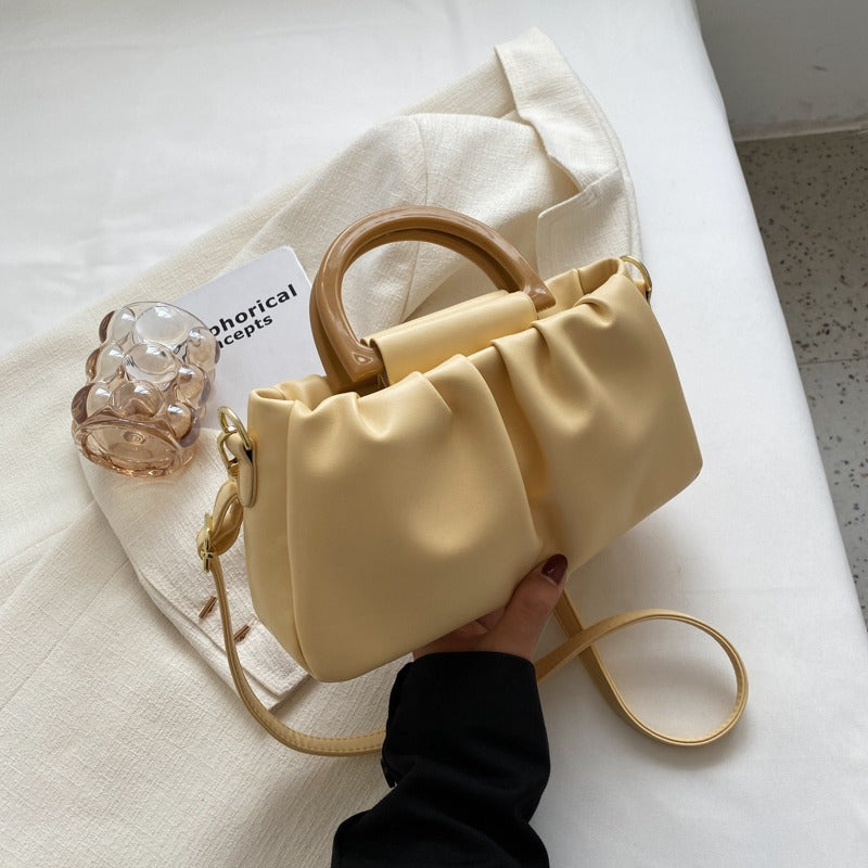Amélie™ - Damestas met lederlook met ruches, moderne stijl