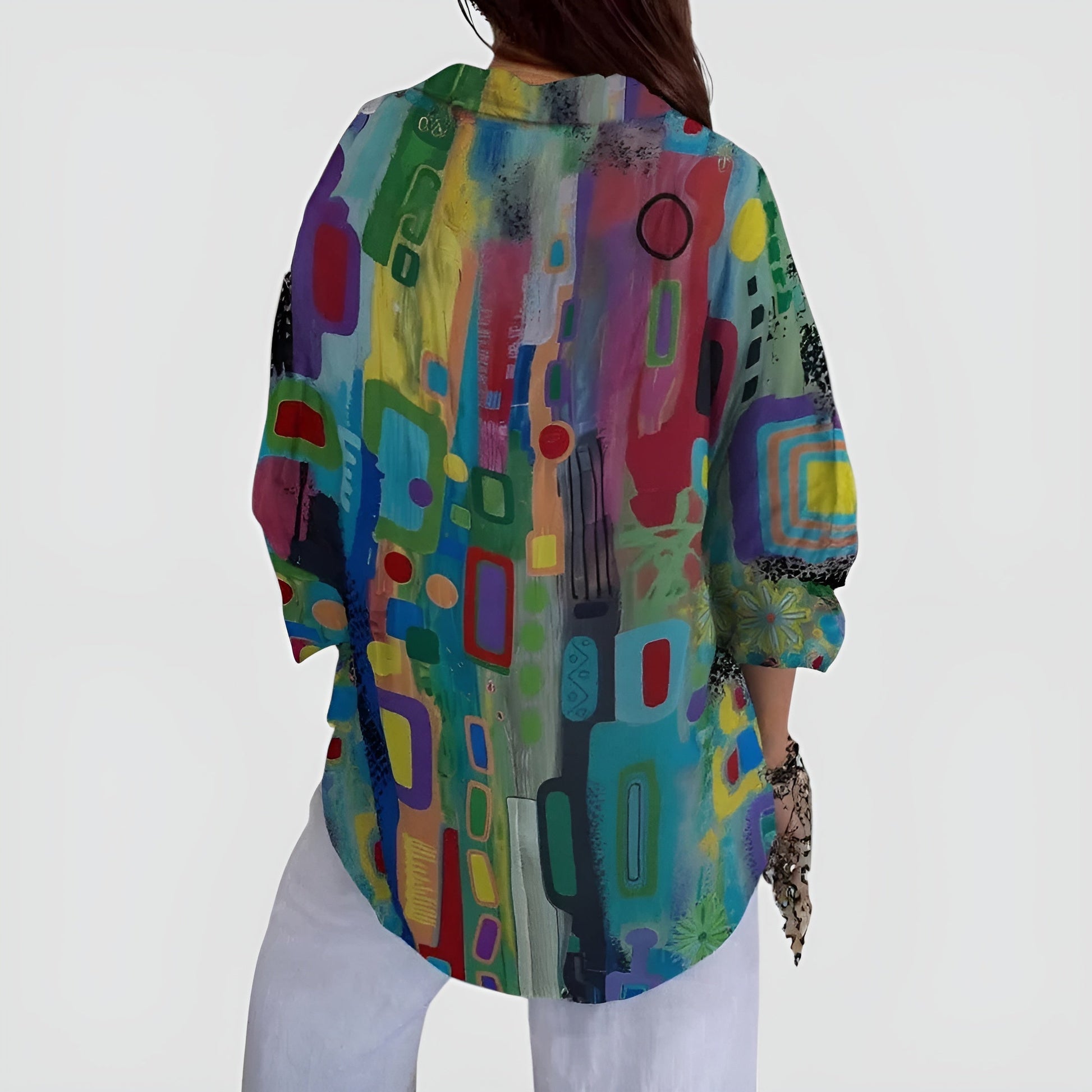 Cerelia™ - Comfortabele geometrische blouse voor de moderne alledaagse stijl