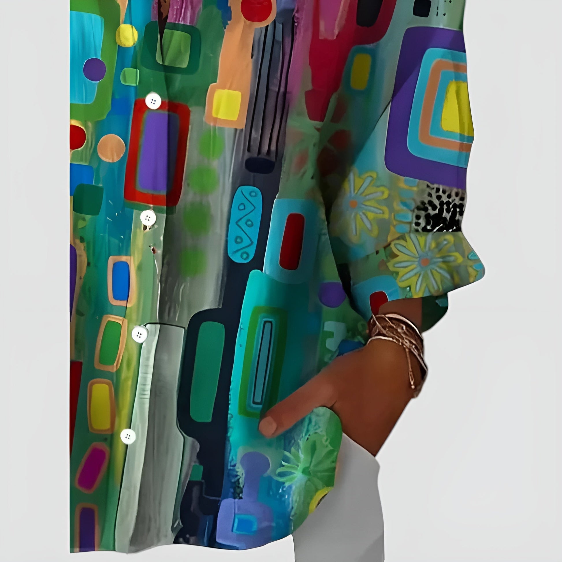 Cerelia™ - Comfortabele geometrische blouse voor de moderne alledaagse stijl